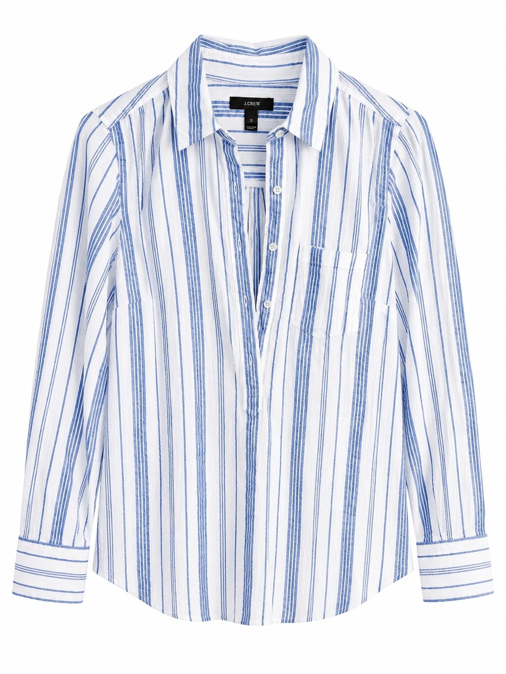 J. Crew White Shirt with Blue Vertical Stripes